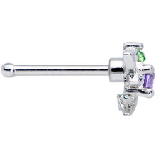 Load image into Gallery viewer, 20G 1/4 Green Purple Gem Dragonfly Nose Bone