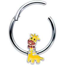 Load image into Gallery viewer, 16G 3/8 Bow Tie Yellow Red Giraffe Hinged Segment Ring