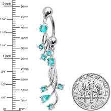 Load image into Gallery viewer, Blue Gem Spray Double Mount Belly Ring