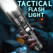 Load image into Gallery viewer, Ultra-Bright Tactical LED Flashlight – 3 Modes, USB Rechargeable, 600 Lumen, Outdoor, Hiking & Camping