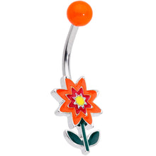 Load image into Gallery viewer, Red Orange Fanciful Flower Belly Ring