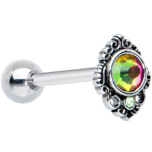 Load image into Gallery viewer, Green Orange Tourmaline Fire Barbell Tongue Ring