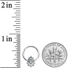 Load image into Gallery viewer, 16G 3/8 Clear CZ Gem Nubbly Textured Drop Hinged Segment Ring