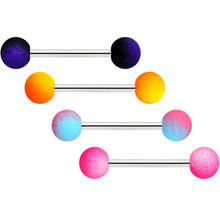 Load image into Gallery viewer, Red Pink Orange Black Ombre Soft Finish Barbell Tongue Ring Set of 4