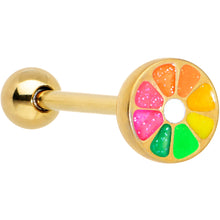 Load image into Gallery viewer, Gold Tone Rainbow Grapefruit Barbell Tongue Ring