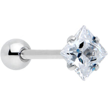 Load image into Gallery viewer, Clear CZ Gem Rhombus Top Barbell Tongue Ring