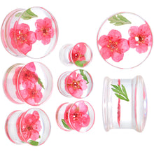 Load image into Gallery viewer, Clear Acrylic Color Pressed Flower Double Flare Plug Set