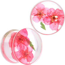 Load image into Gallery viewer, Clear Acrylic Color Pressed Flower Double Flare Plug Set