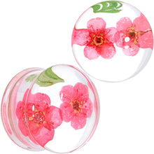 Load image into Gallery viewer, Clear Acrylic Color Pressed Flower Double Flare Plug Set