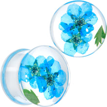 Load image into Gallery viewer, Clear Acrylic Color Pressed Flowers Double Flare Plug Set