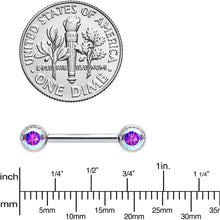 Load image into Gallery viewer, 14G 1/2 Aurora CZ Gem G23 Titanium Threadless Nipple Ring Set