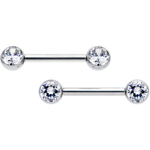 Load image into Gallery viewer, 14G 1/2 Clear CZ Gem G23 Titanium Threadless Nipple Ring Set