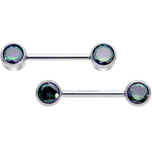 Load image into Gallery viewer, 14G 9/16 Vitrail CZ Gem G23 Titanium Threadless Nipple Ring Set