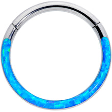 Load image into Gallery viewer, 16G 3/8 Blue Synthetic Opal Implant Grade Titanium Segment Ring