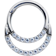 Load image into Gallery viewer, 16G 5/16 Clear CZ Gem G23 Titanium Double Row Cartilage Clicker
