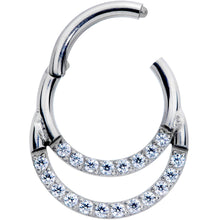Load image into Gallery viewer, 16G 5/16 Clear CZ Gem G23 Titanium Double Row Cartilage Clicker