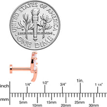 Load image into Gallery viewer, 16G 1/4 Clear CZ Gem Rose Gold Tone Leaves Internal Thread Labret