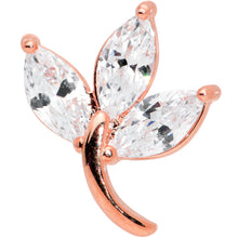 Load image into Gallery viewer, 16G 5/16 Clear CZ Gem Rose Gold Tone Leaf Internal Thread Labret