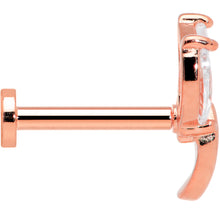 Load image into Gallery viewer, 16G 5/16 Clear CZ Gem Rose Gold Tone Leaf Internal Thread Labret