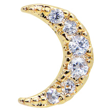 Load image into Gallery viewer, 16G 1/4 Clear CZ Gem Gold Tone Moon Internal Thread Labret Tragus