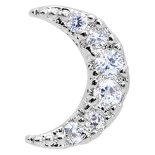 Load image into Gallery viewer, 16G 5/16 Clear CZ Gem Crescent Moon Internal Thread Labret Tragus