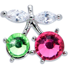 Load image into Gallery viewer, 16G 1/4 Red Green CZ Gem Internal Thread Cherries Labret Tragus