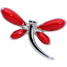 Load image into Gallery viewer, 16G 1/4 Dragonfly Red Wings Internally Threaded Labret Tragus