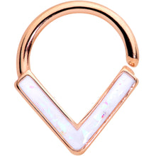 Load image into Gallery viewer, 16G 5/16 White Faux Opal Rose Gold Tone Chevron Closure Ring