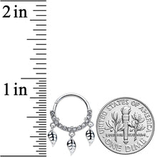 Load image into Gallery viewer, 16G 3/8 Clear Gem Open Leaf Dangle Hinged Segment Ring