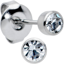 Load image into Gallery viewer, 4mm Cubic Zirconia Bezel G23 Titanium Post Stud Earrings