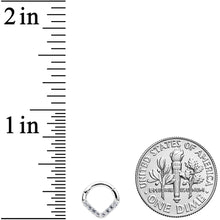 Load image into Gallery viewer, 16G 1/4 14k White Gold Clear CZ Gem Chevron Hinged Segment Ring