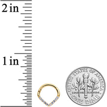 Load image into Gallery viewer, 16G 5/16 14k Gold Clear CZ Gem Chevron Hinged Segment Ring
