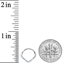 Load image into Gallery viewer, 16G 3/8 14k White Gold Clear CZ Gem Chevron Hinged Segment Ring