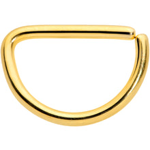 Load image into Gallery viewer, 18G 5/16 Gold Tone Anodized Titanium D Shape Cartilage Ring