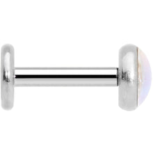 Load image into Gallery viewer, 16G 1/4 White Faux Opal Internally Threaded Labret Monroe Tragus