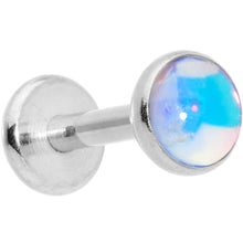 Load image into Gallery viewer, 16G 1/4 Blue Faux Opal Internally Threaded Labret Monroe Tragus