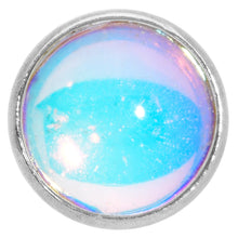 Load image into Gallery viewer, 16G 1/4 Blue Faux Opal Internally Threaded Labret Monroe Tragus