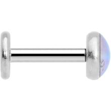 Load image into Gallery viewer, 16G 1/4 Blue Faux Opal Internally Threaded Labret Monroe Tragus