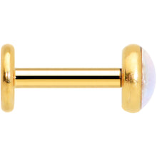Load image into Gallery viewer, 16G 1/4 White Faux Opal Gold Tone Internal Thread Labret Tragus
