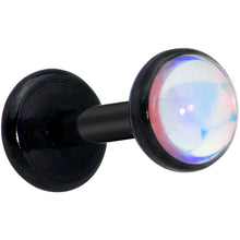 Load image into Gallery viewer, 16G 1/4 White Faux Opal Black Internal Thread Labret Tragus