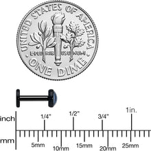 Load image into Gallery viewer, 16G 1/4 White Faux Opal Black Internal Thread Labret Tragus