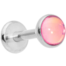 Load image into Gallery viewer, 16G 1/4 Pink Faux Opal Internally Threaded Labret Monroe Tragus