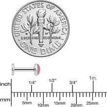 Load image into Gallery viewer, 16G 1/4 Pink Faux Opal Internally Threaded Labret Monroe Tragus