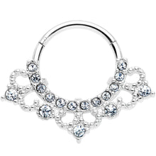 Load image into Gallery viewer, 16G 3/8 Clear Gem Tiny Tiara Hinged Segment Ring