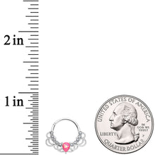 Load image into Gallery viewer, 16G 3/8 Pink Faux Opal Lace Lover Hinged Segment Ring