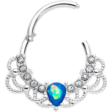 Load image into Gallery viewer, 16G 3/8 Blue Faux Opal Lace Lover Hinged Segment Ring