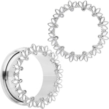 Load image into Gallery viewer, Clear Gem White Leaves Screw Fit Tunnel Plug Set