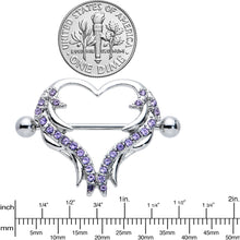 Load image into Gallery viewer, 14G 3/4 Purple Gem Rock and Roll Heart Nipple Shield Set