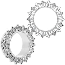 Load image into Gallery viewer, Clear Gem Floral Lotus Screw Fit Tunnel Plug Set