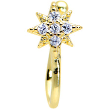 Load image into Gallery viewer, Clear Gem Gold Tone Compass Star Clip On Fake Nose Ring